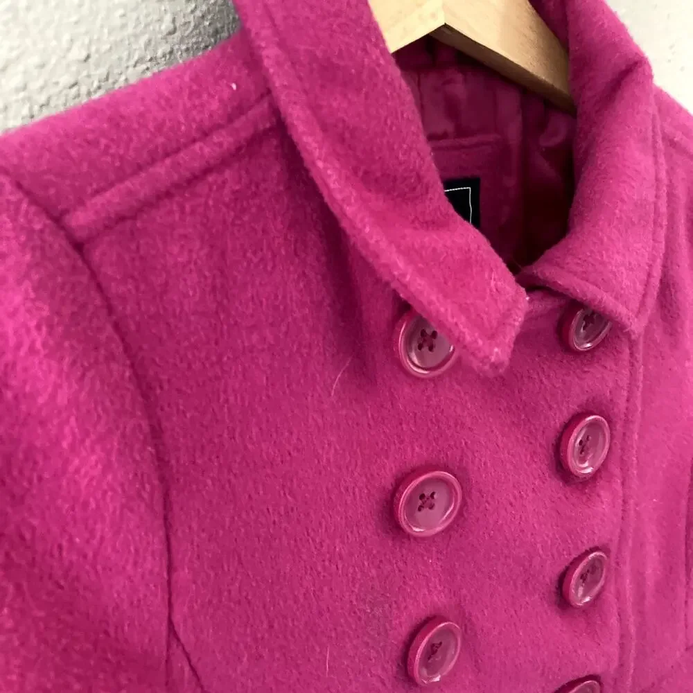 Gap Kids Solid Peacoat Wool Blend Fuchsia Petal Pink XS 4/5